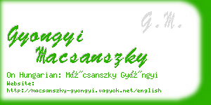 gyongyi macsanszky business card